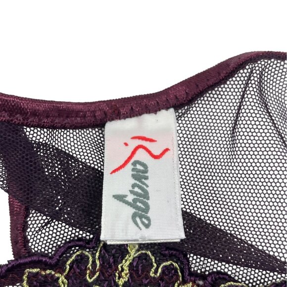 Sheer Purple Embroidered Lingerie Set W/ Underwire Bra & Matching Thong Size 34B - Picture 3 of 8